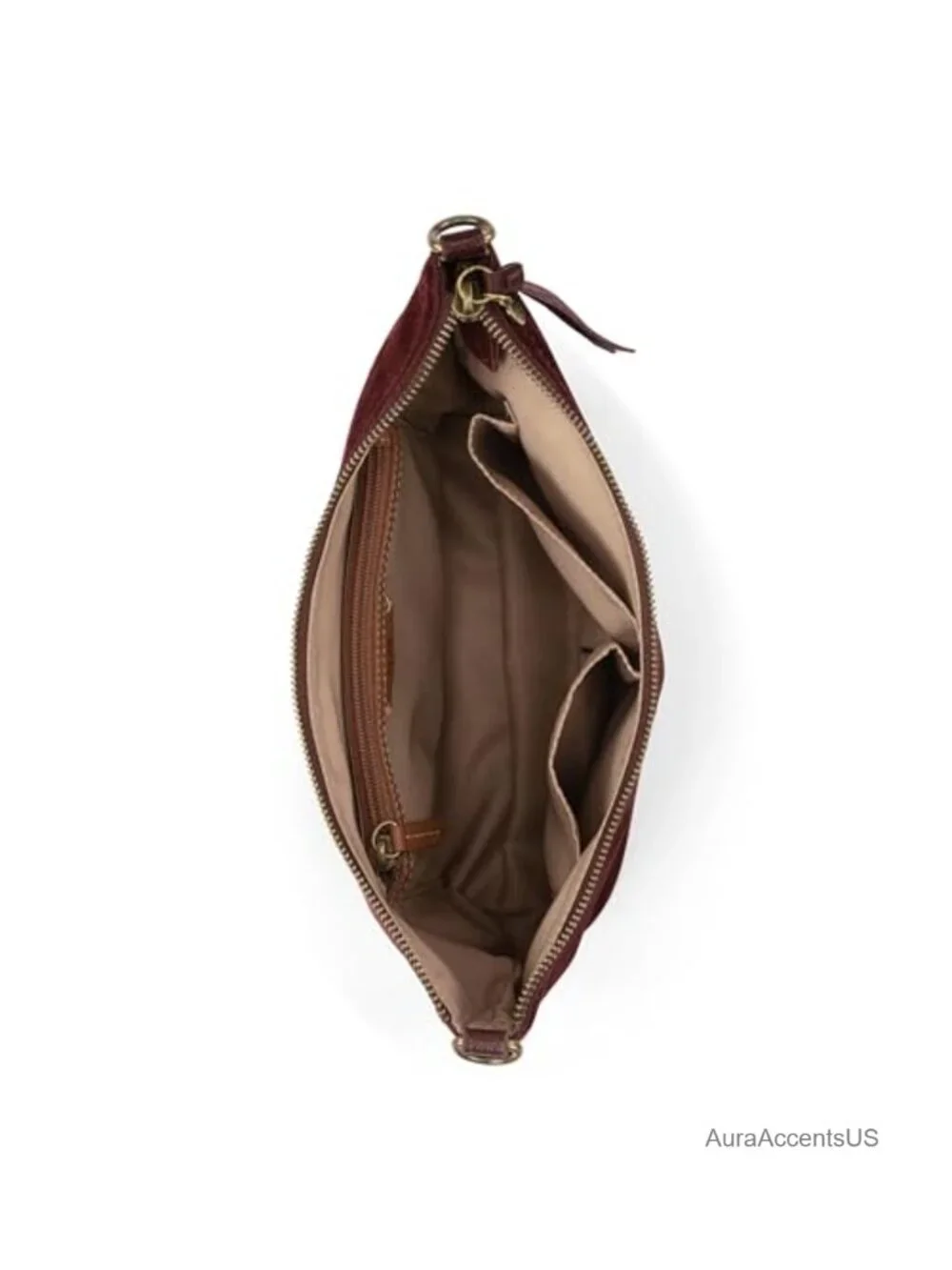 Leather Small Hobo Shoulder Bag Detachable Strap Zipper Everyday Purse